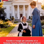 Gazda o roagă pe amanta ei o femeie foarte bogată să se prefacă și să se deghize în servitoare.