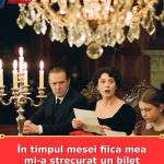 În timpul mesei fiica mea mi-a strecurat un bilet împăturit.