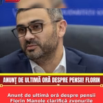 Anunț de ultimă oră despre pensii Florin Manole clarifică zvonurile Îmi pare rău că  Vezi in comentarii