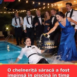 O chelneriță săracă a fost împinsă în piscină în timp ce toți râdeau de ea