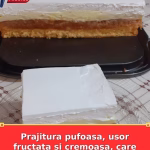 Prajitura pufoasa, usor fructata si cremoasa, care se topeste in gura