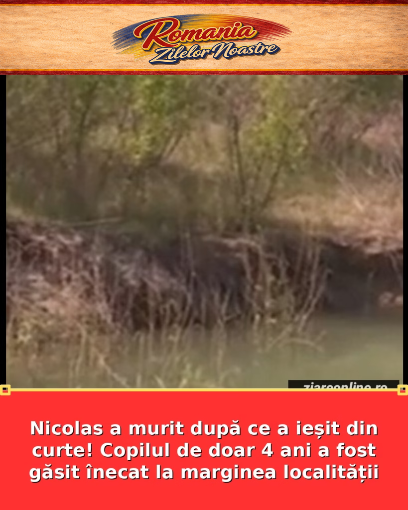 Nicolas a murit după ce a ieșit din curte! Copilul de doar 4 ani a fost găsit înecat la marginea localității
