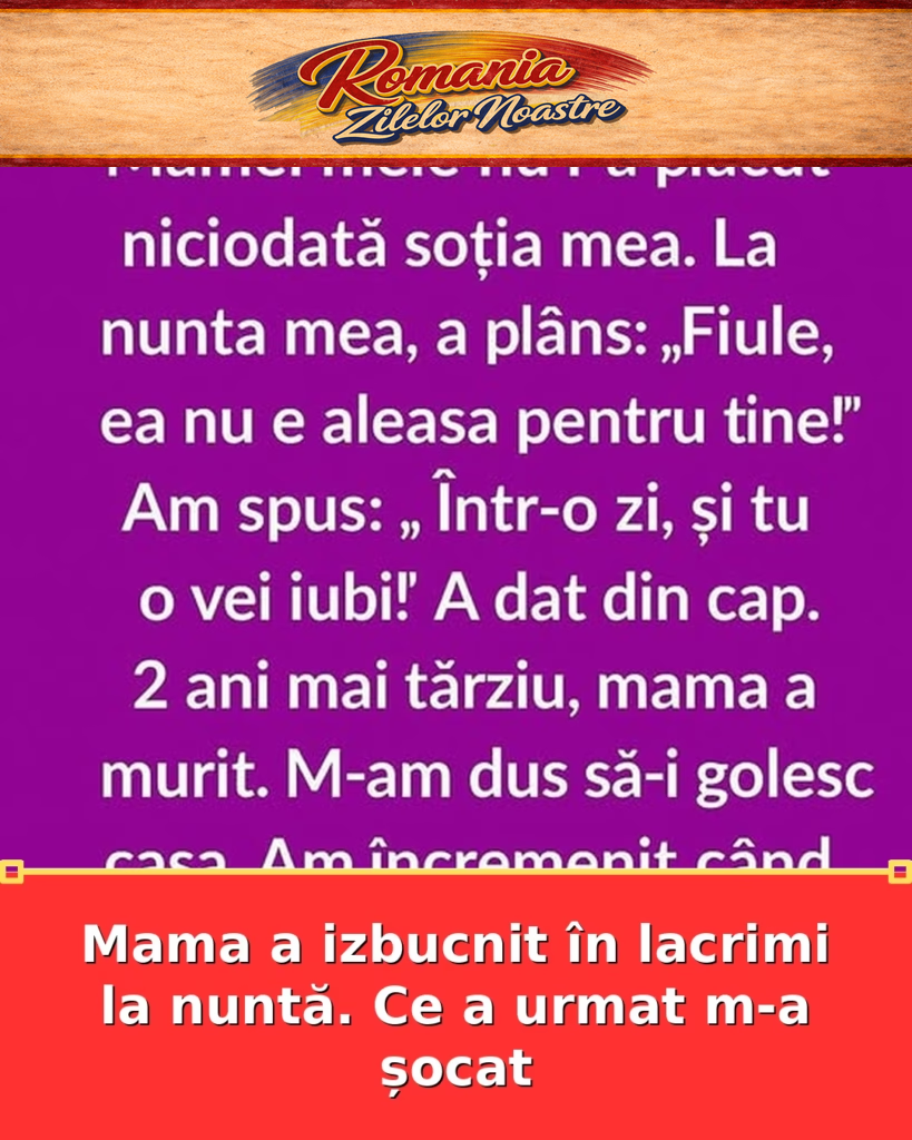 Mama a izbucnit în lacrimi la nuntă. Ce a urmat m-a șocat