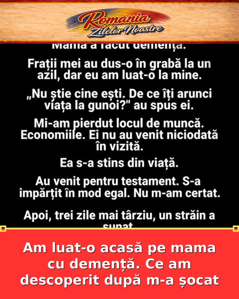Am luat-o acasă pe mama cu demență. Ce am descoperit după m-a șocat
