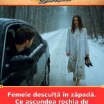 Femeie desculță în zăpadă. Ce ascundea rochia de petrecere