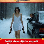 Fetiță desculță în zăpadă. Ce ascundea rochia de petrecere