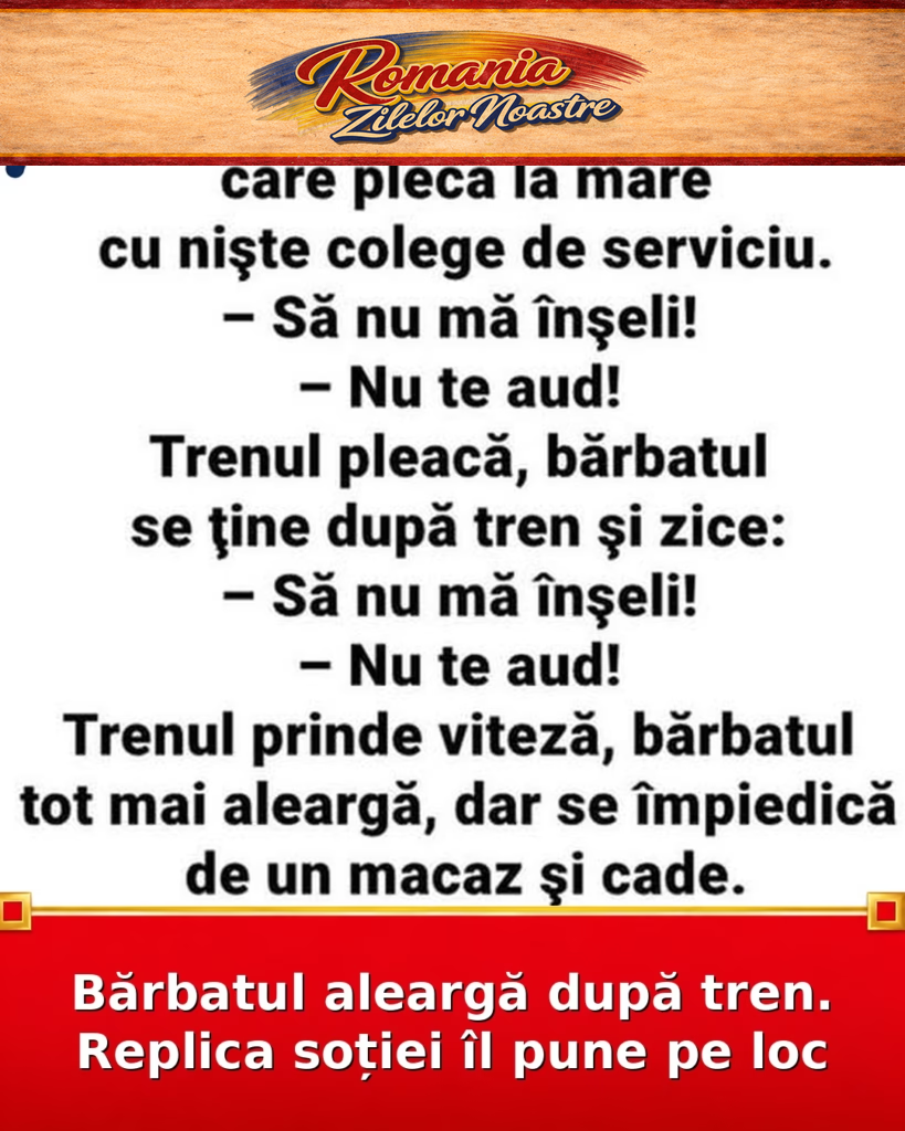 Bărbatul aleargă după tren. Replica soției îl pune pe loc