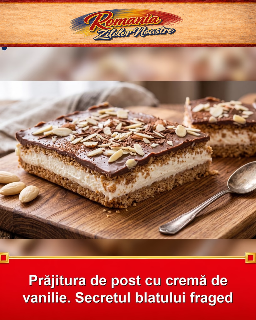 Prăjitura de post cu cremă de vanilie. Secretul blatului fraged