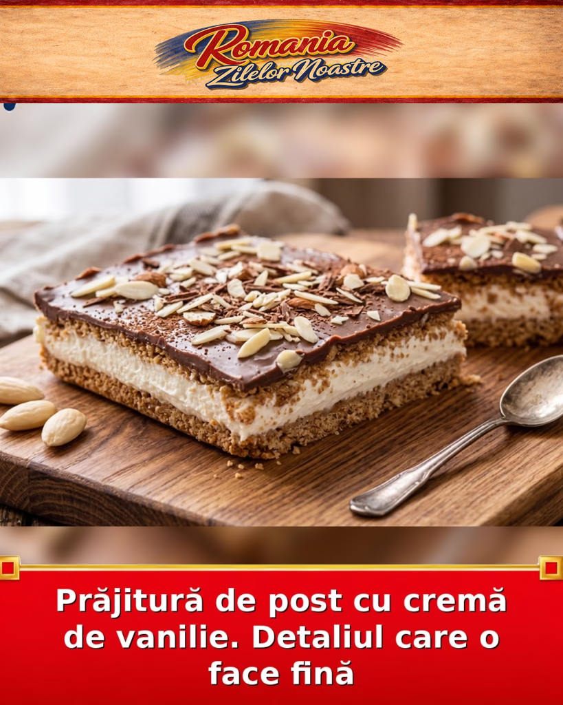 Prăjitură de post cu cremă de vanilie. Detaliul care o face fină