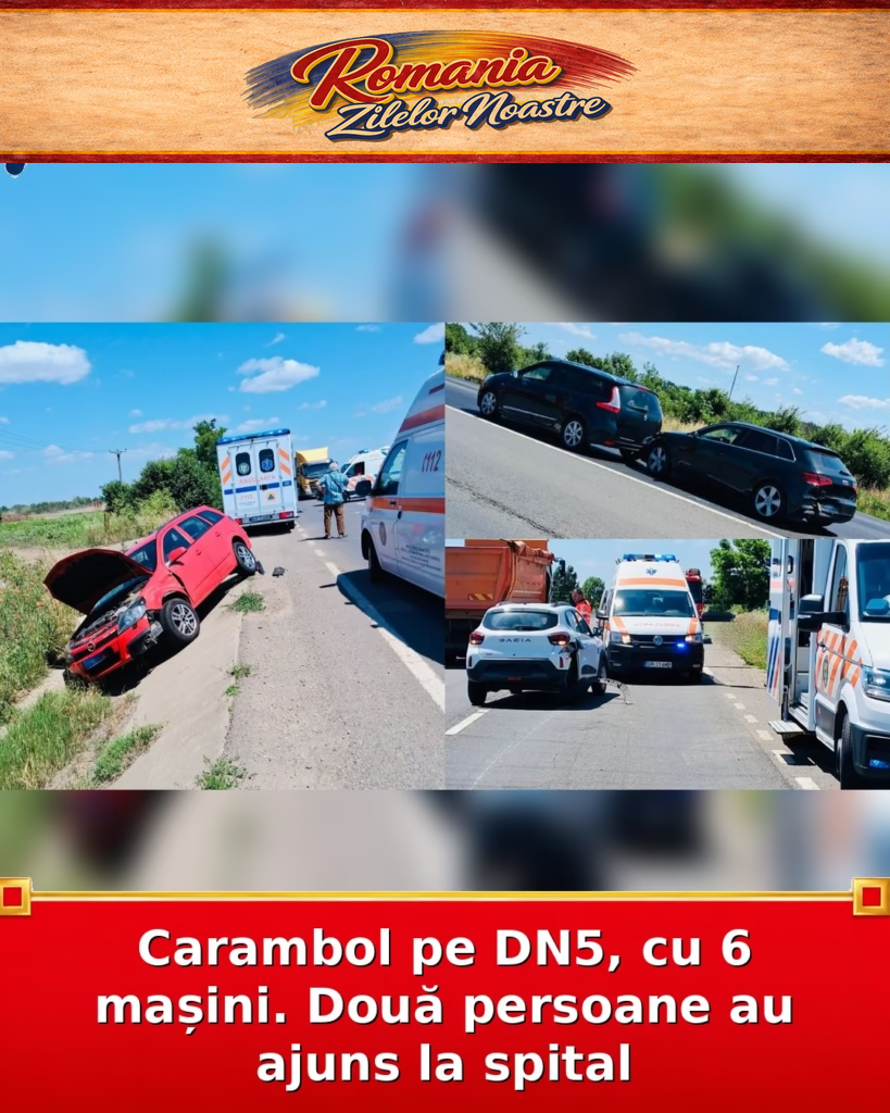 Carambol pe DN5, cu 6 mașini. Două persoane au ajuns la spital