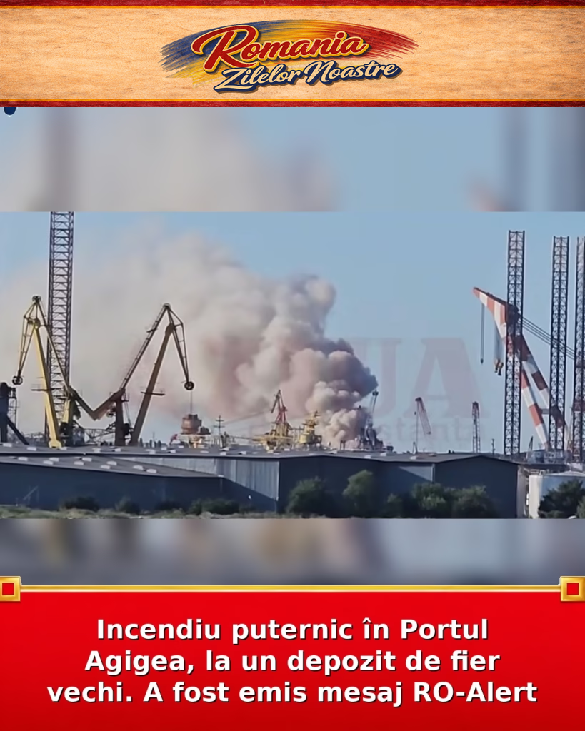 Incendiu puternic în Portul Agigea, la un depozit de fier vechi. A fost emis mesaj RO-Alert