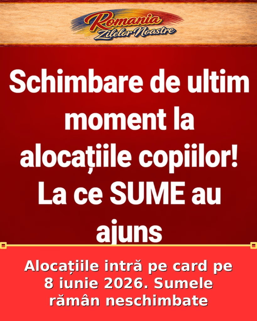Alocațiile intră pe card pe 8 iunie 2026. Sumele rămân neschimbate