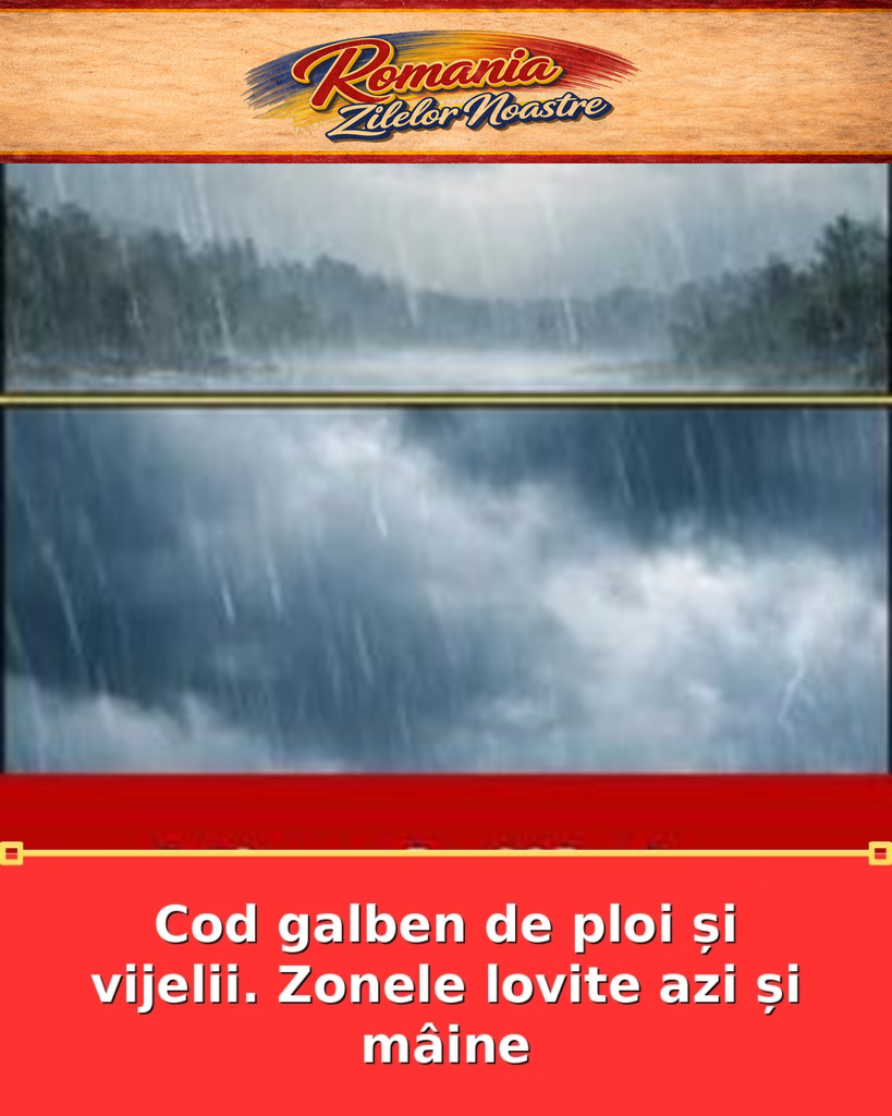 Cod galben de ploi și vijelii. Zonele lovite azi și mâine