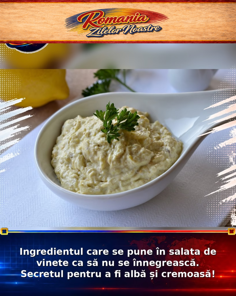 Ingredientul care se pune în salata de vinete ca să nu se înnegrească. Secretul pentru a fi albă și cremoasă!