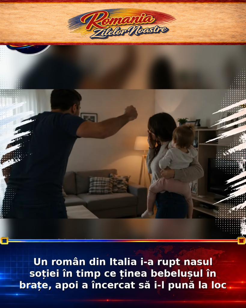 Un român din Italia i-a rupt nasul soției în timp ce ținea bebelușul în brațe, apoi a încercat să i-l pună la loc