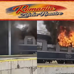Incendiu în gara Ilteu din județul Arad! Un vagon al unui tren de călători a fost cuprins de flăcări